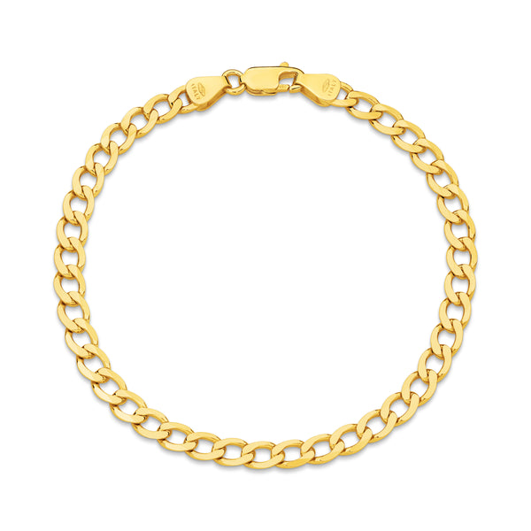 Diamond Cut Flat Curb 4.84mm Bracelet 18ct Yellow Gold