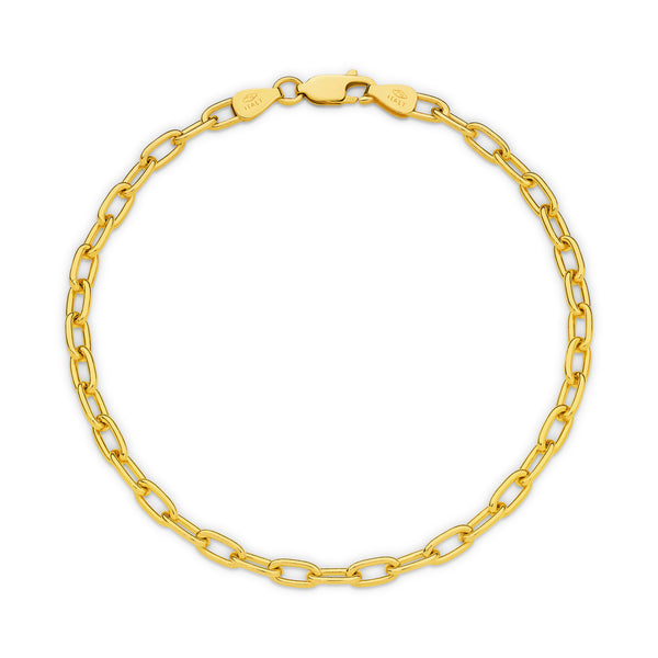 Paper Clip 3.6mm Bracelet 18ct Yellow Gold