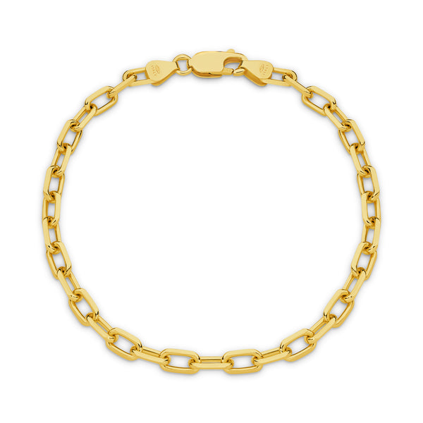 Diamond Cut Paper Clip 3.74mm Bracelet 18ct Yellow Gold