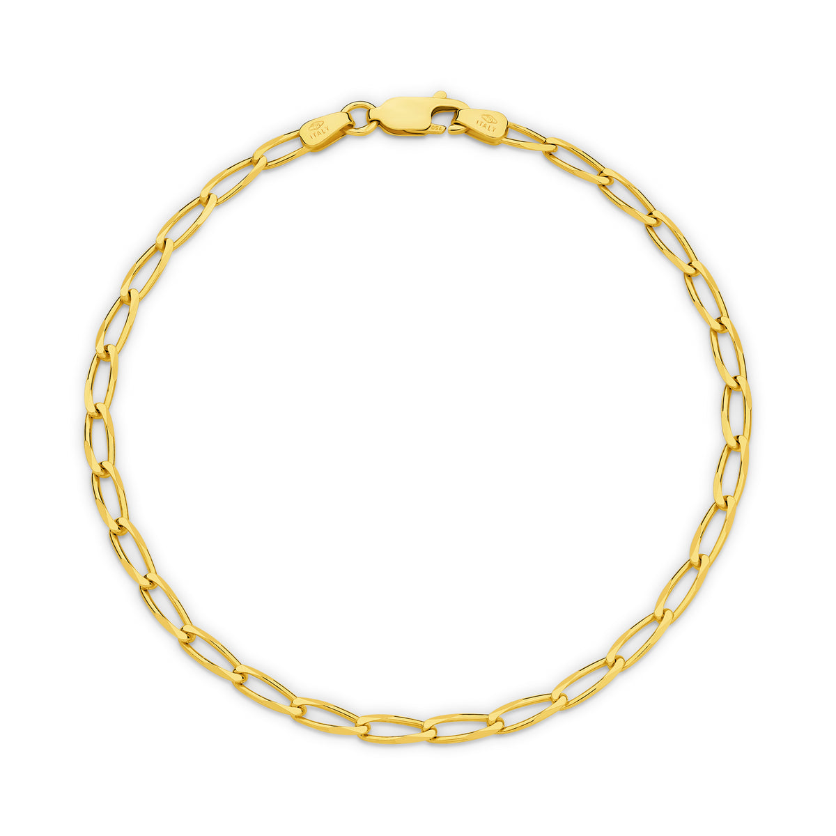 Diamond Cut Flat Curb Long 2.8mm Bracelet 18ct Yellow Gold — view 1
