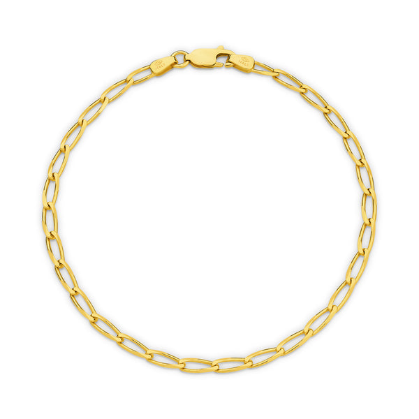 Diamond Cut Flat Curb Long 2.8mm Bracelet 18ct Yellow Gold