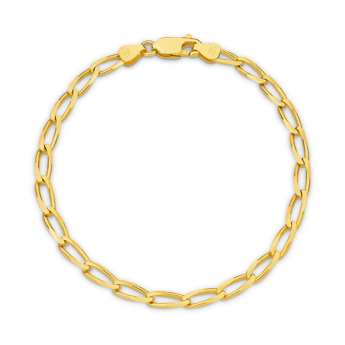 Diamond Cut Flat Curb Long 3.56mm Bracelet 18ct Yellow Gold — view 1