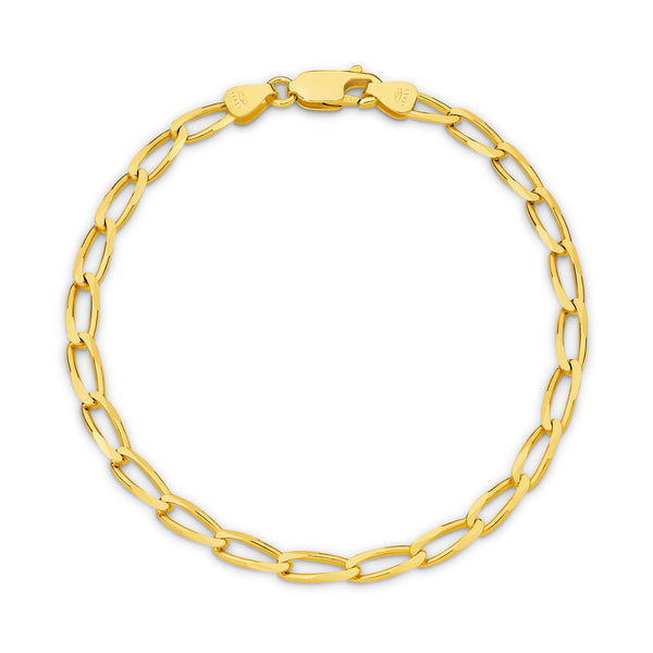Diamond Cut Flat Curb Long 3.56mm Bracelet 18ct Yellow Gold