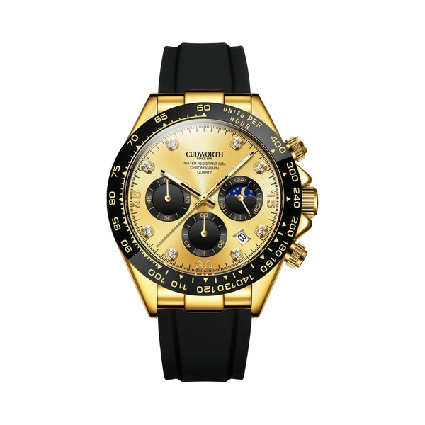 Apex Chronograph Watch — Gold dial, silicone strap