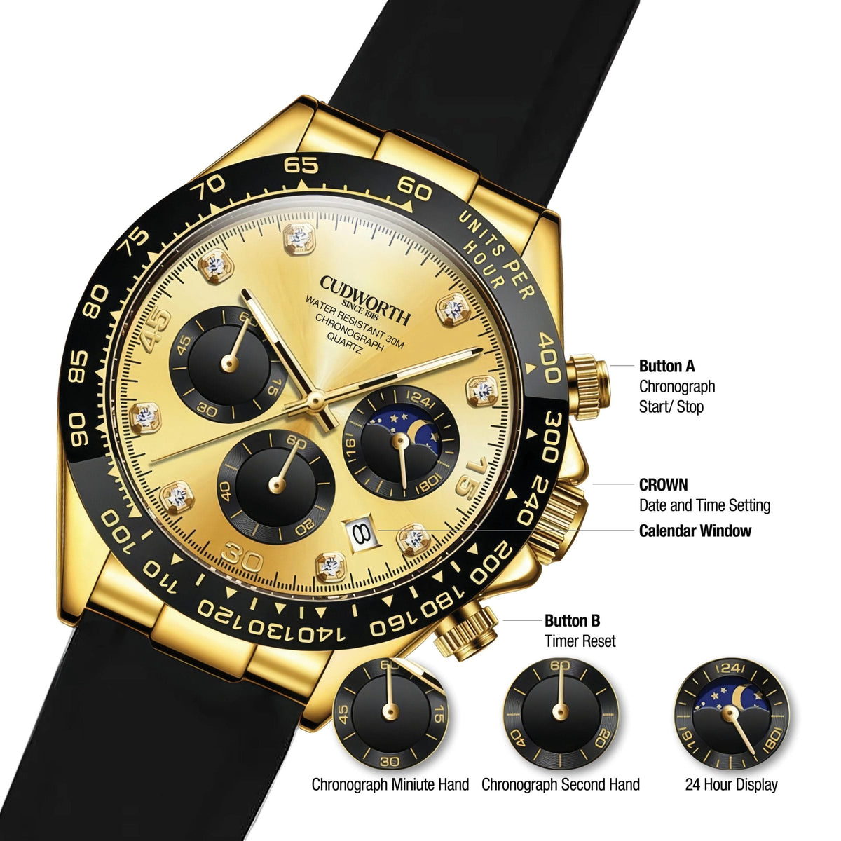 Apex Chronograph Gold — side view — view 3