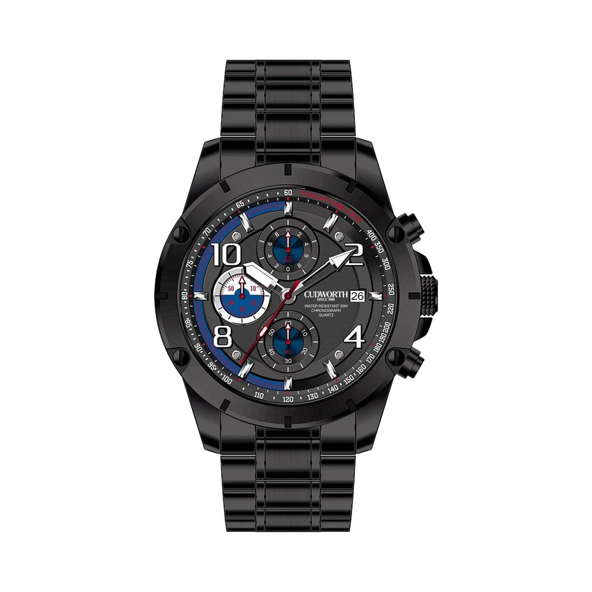 Velocity Chronograph Black Steel — front, view 1