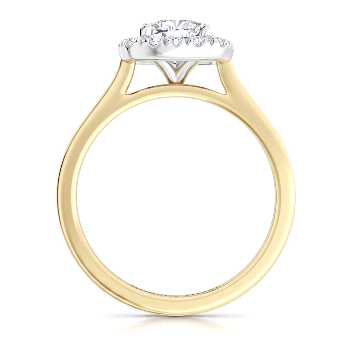Carina – Cushion Cut Diamond Halo Engagement Ring in Gold