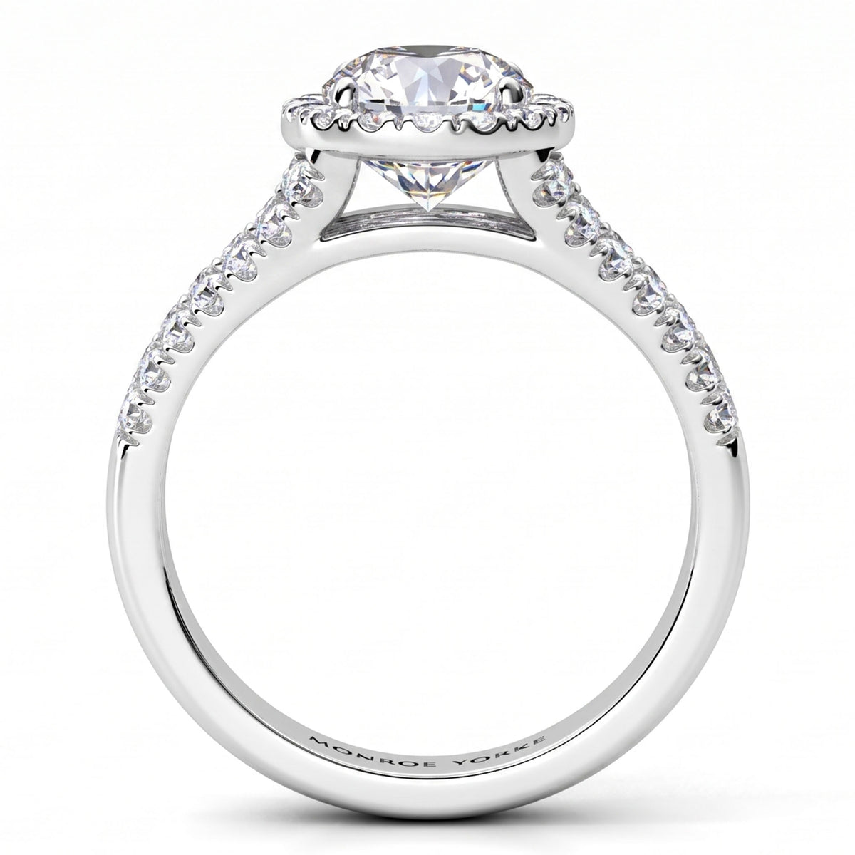 Ceduna - Side view showing centre diamond setting. White Gold or Platinum