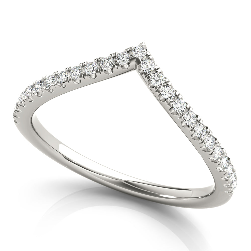 Chevron diamond wedding or diamond anniversary ring in white gold. Available with natural diamonds or lab grown diamonds