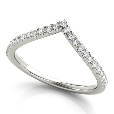 Chevron diamond wedding or diamond anniversary ring in white gold. Available with natural diamonds or lab grown diamonds