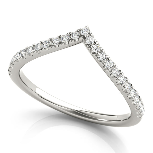 Chevron diamond wedding or diamond anniversary ring in white gold. Available with natural diamonds or lab grown diamonds