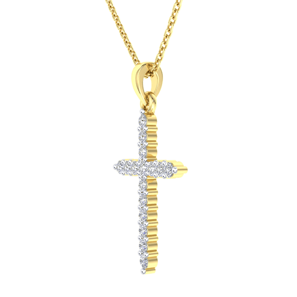 Gold Diamond Cross Pendant - 0.25 Carats - Monroe Yorke Diamonds
