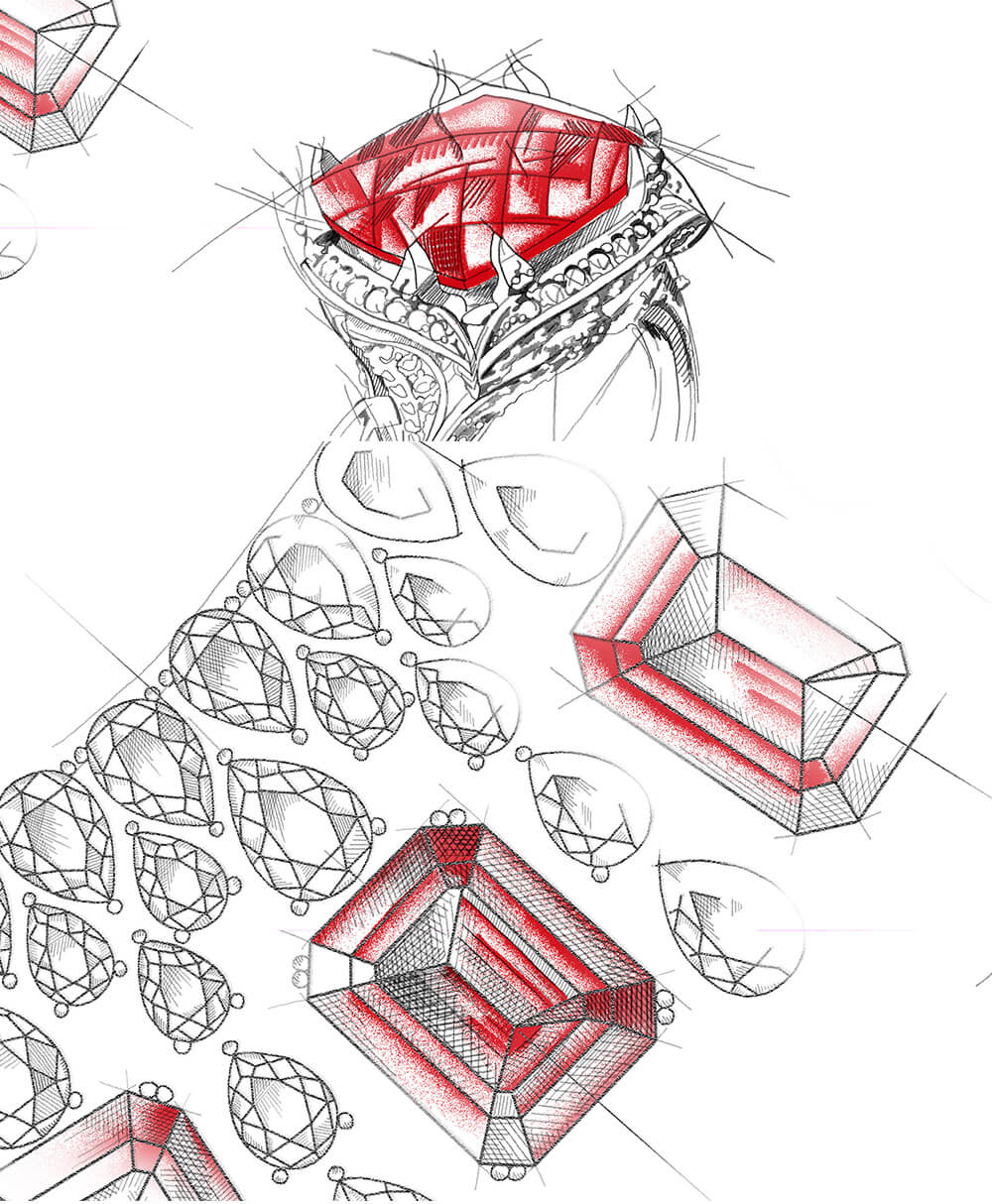 Custom made jewellery design by a Monroe Yorke Master Jeweller / Designer