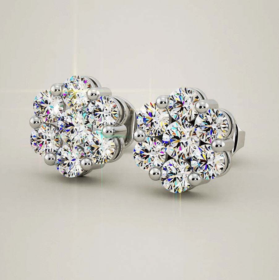 Anatomy of the Demi - Diamond Cluster Earrings. Total 1.50 Carats engagement ring