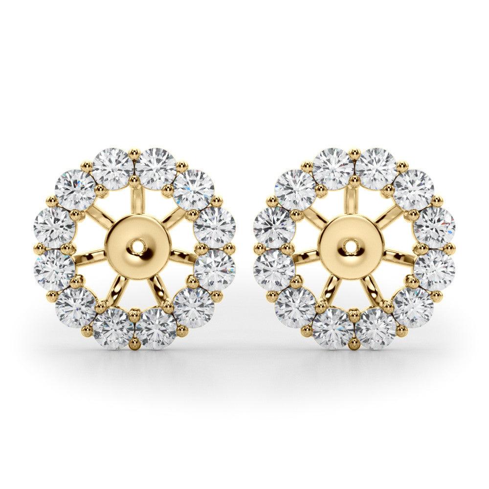 Diamond halo jacket in gold for diamond ear studs - yellow gold