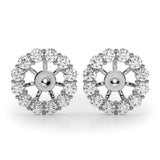 Diamond halo jacket for diamond ear studs - white gold