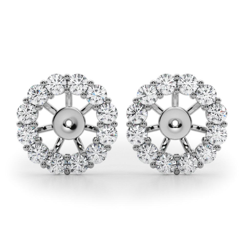 Diamond halo jacket for diamond ear studs - white gold — view 1