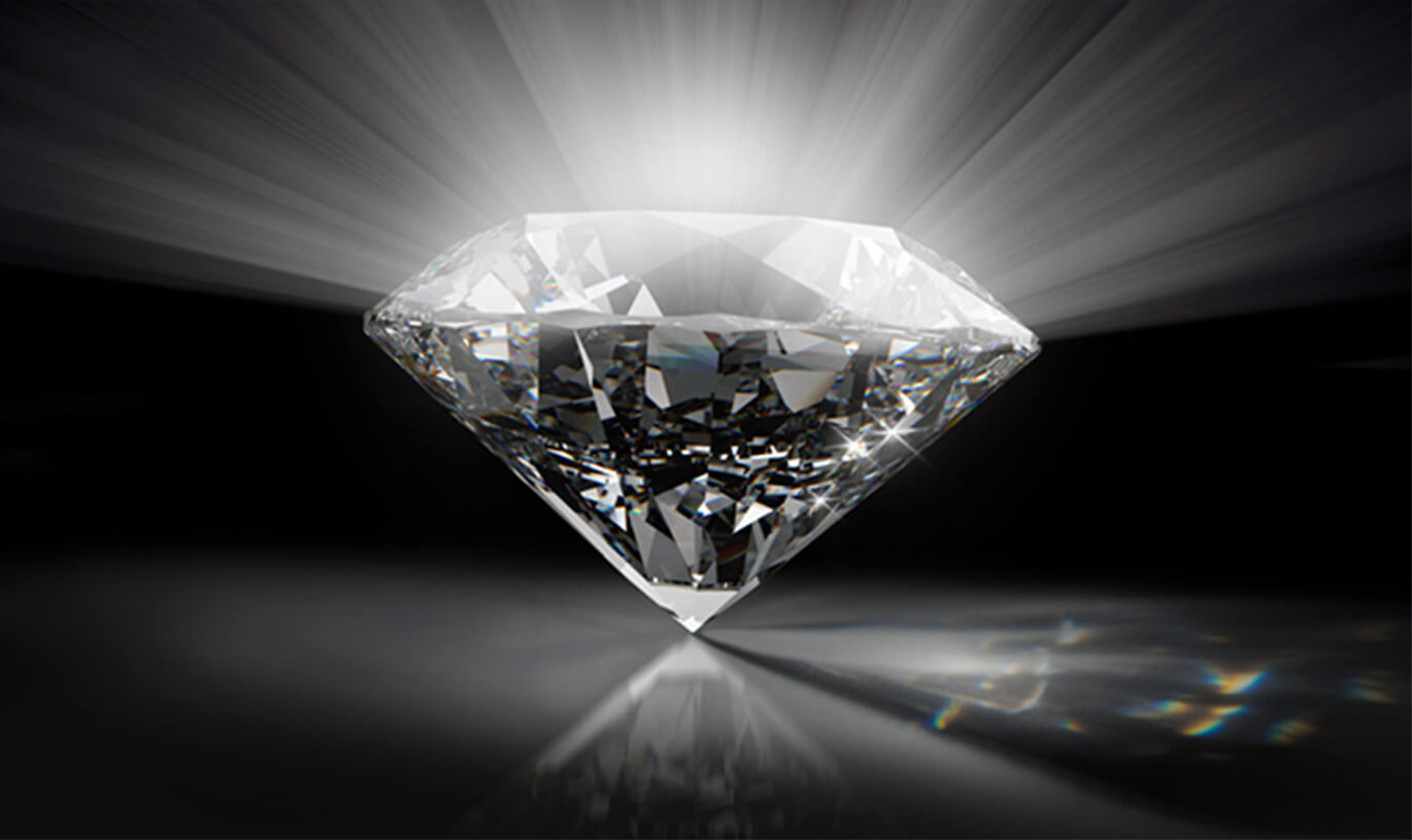 The Brilliance of a diamond - The intense white light that radiates from the diamond.