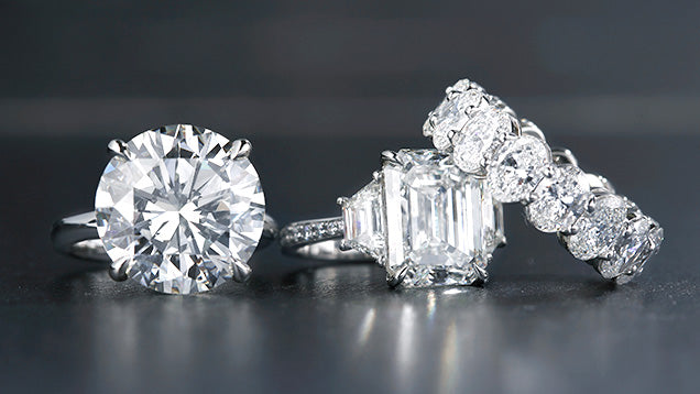Diamond rings with different diamond shapes