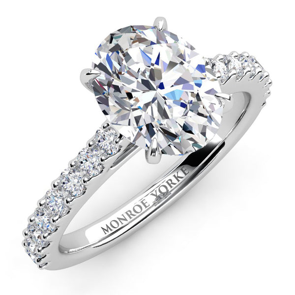 Elodie — Oval Lab Grown Diamond Engagement Ring with Diamond-Accent Band