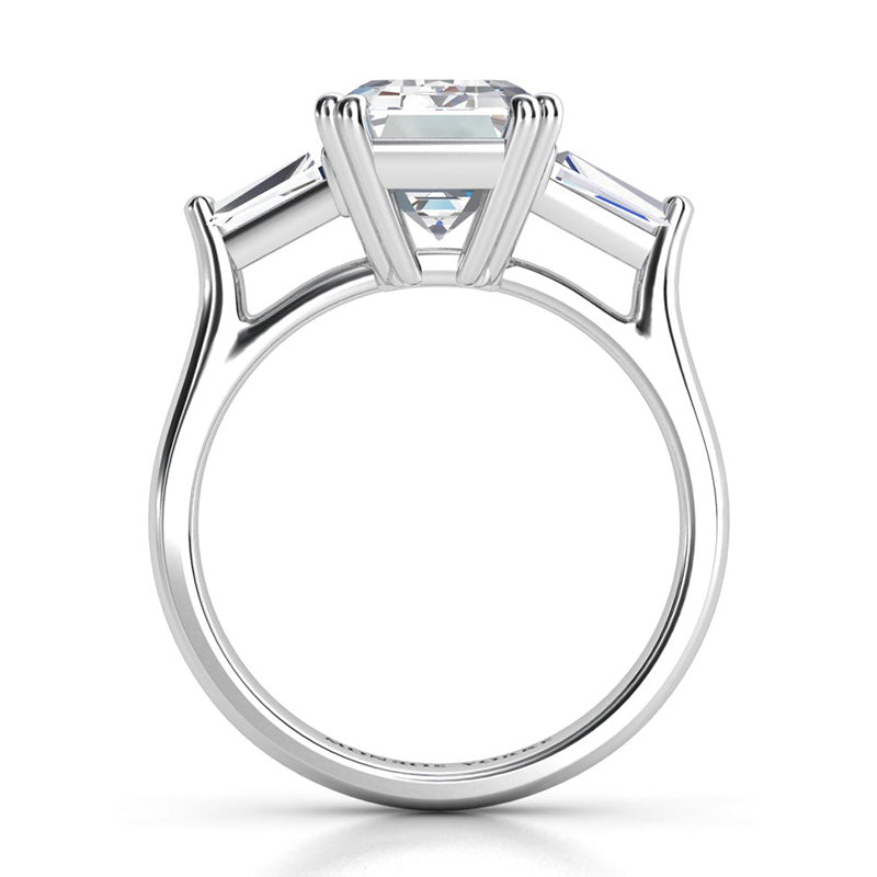 Anatomy of the Envy - 2 Carat Emerald and Baguette Three Stone Lab Grown Diamond Ring engagement ring