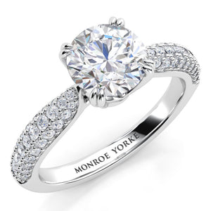 Harper – Round Diamond Engagement Ring with Three Rows of Diamonds