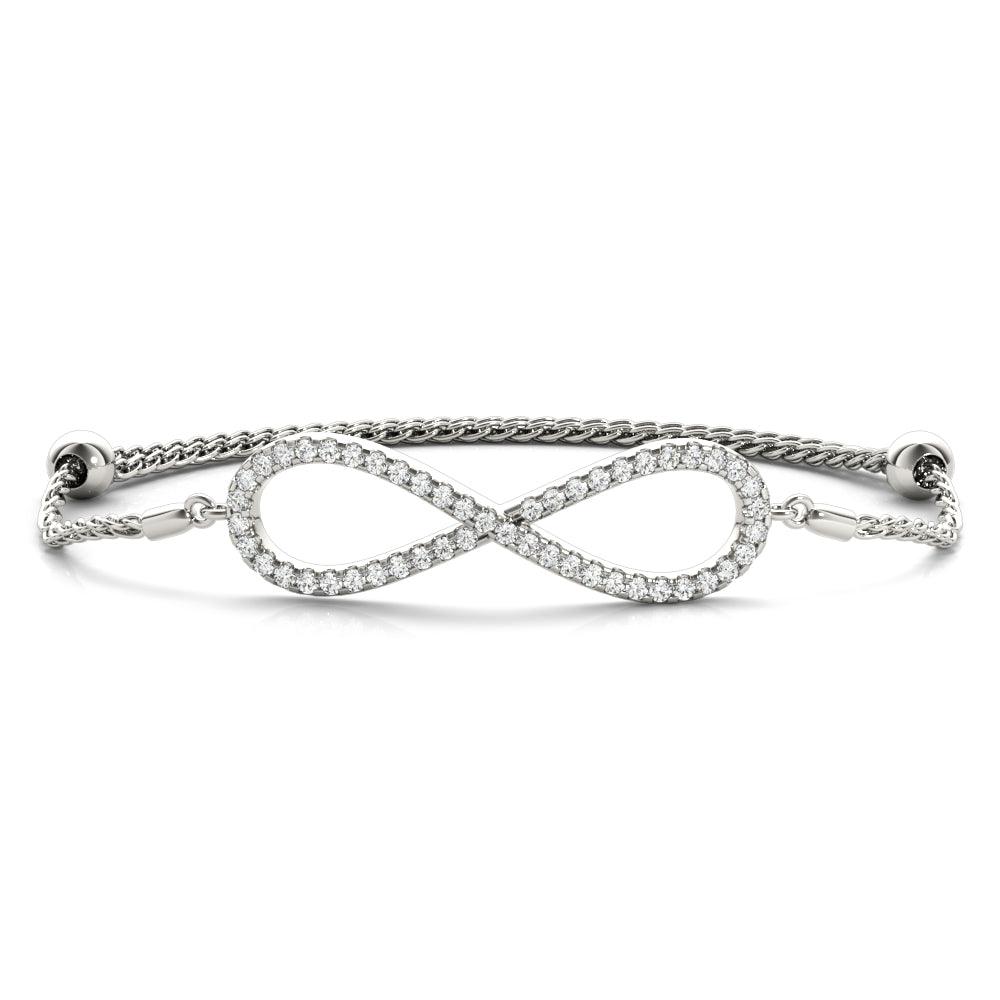 Infinity Sterling Silver & Diamond Tennis Bracelet with Adjustable Flexible Band - Monroe Yorke Diamonds