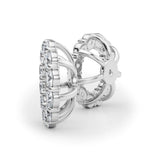 Diamond halo jacket for diamond ear studs - white gold - Side view