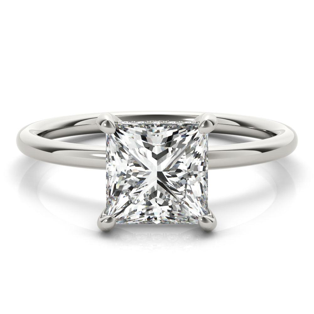 Jenna — Princess Cut Lab Grown Diamond Hidden Halo Engagement Ring — hand-finished lab grown engagement ring by Monroe Yorke Diamonds — view 4