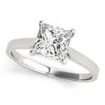 2 carat princess cut lab grown diamond solitaire ring, white gold or platinum