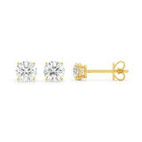 Zoey Lab Grown Diamond Ear Studs / Earrings in gold. Total diamond weight 0.50 carats / half carat. 4 claw setting. 14ct yellow gold version.