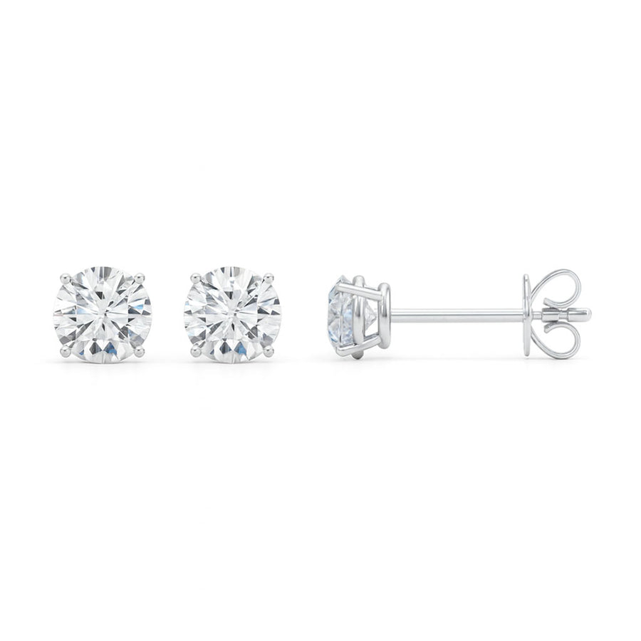 Zoey Lab Grown Diamond Ear Studs / Earrings. Total diamond weight 0.50 carats / half carat. 4 claw setting. 14ct white gold version.