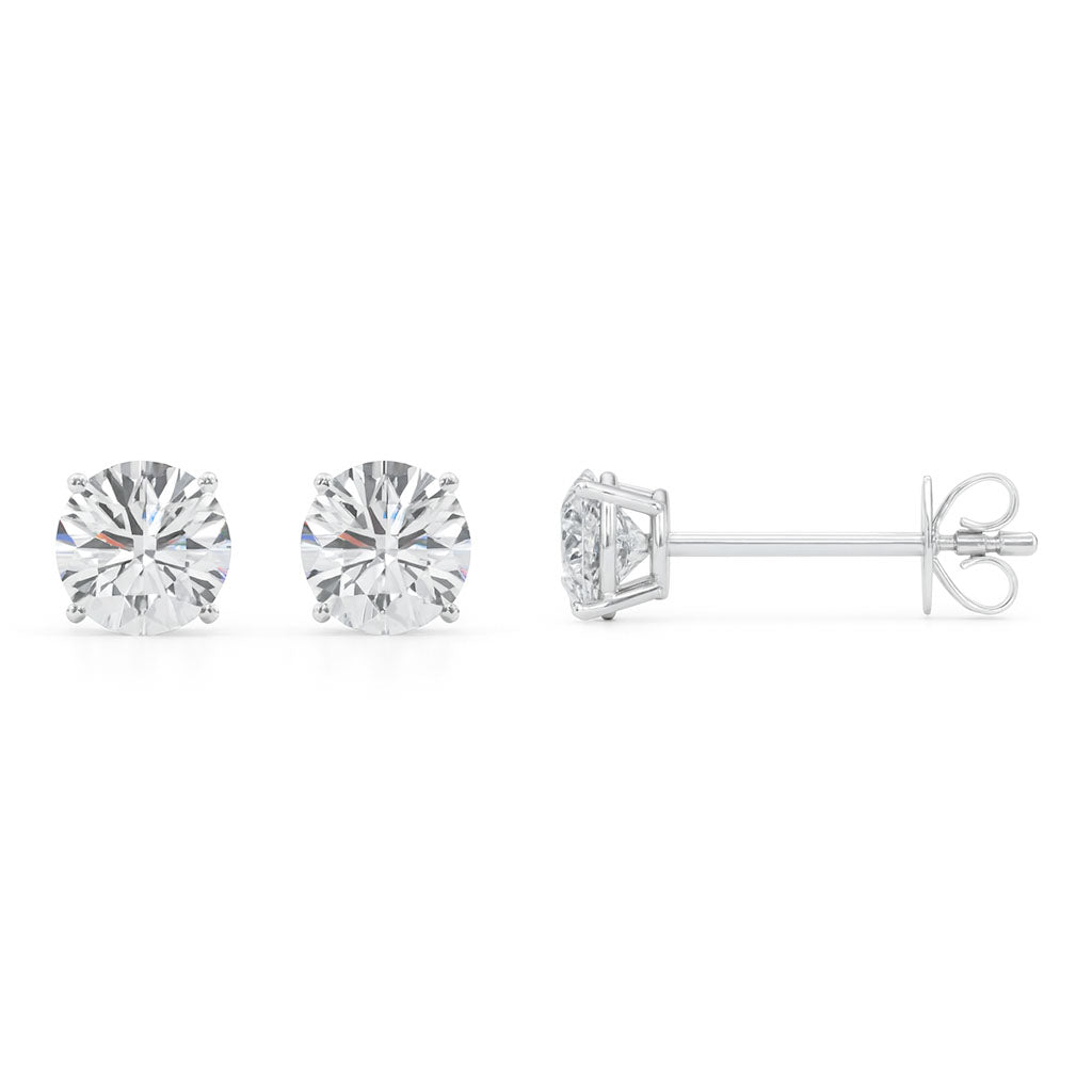 Zoey Lab Grown Diamond Ear Studs / Earrings. Total diamond weight 0.75 carats / 3/4 carat. 4 claw setting. 14ct white gold version.