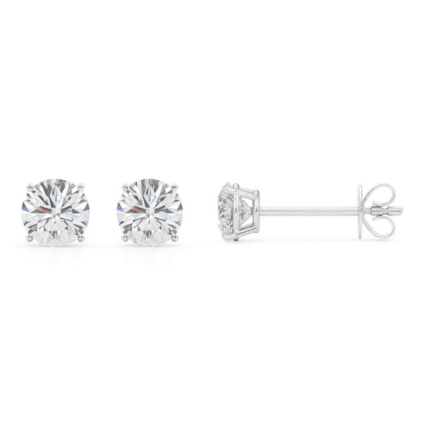 Zoey Lab Grown Diamond Ear Studs / Earrings. Total diamond weight 0.75 carats / 3/4 carat. 4 claw setting. 14ct white gold version.