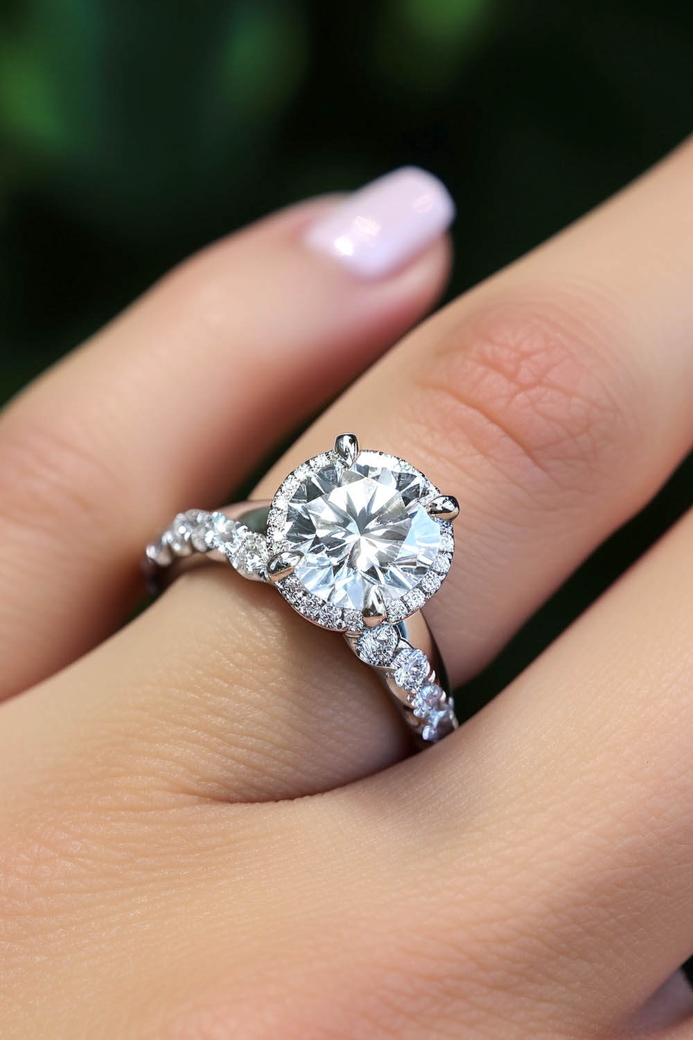 a stunning diamond ring modelled on a hand 