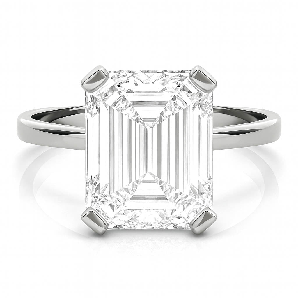 Lenore — Emerald Cut Lab Grown Diamond Solitaire Engagement Ring — hand-finished lab grown engagement ring by Monroe Yorke Diamonds — view 5