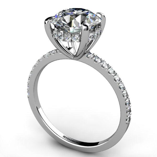 Liliana 3 Carat Lab Grown Diamond Engagement Ring. Unique Hidden Halo. Total 3.40 Carats — handcrafted lab grown engagement ring by Monroe Yorke Diamonds — view 1