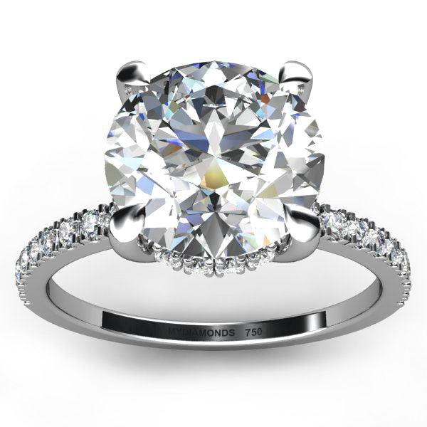 Liliana 3 Carat Lab Grown Diamond Engagement Ring. Unique Hidden Halo. Total 3.40 Carats - Monroe Yorke Diamonds