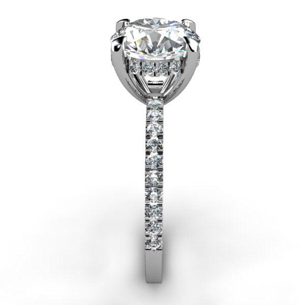Liliana 3 Carat Lab Grown Diamond Engagement Ring. Unique Hidden Halo. Total 3.40 Carats — hand-finished lab grown engagement ring by Monroe Yorke Diamonds — view 5