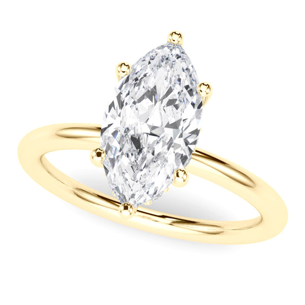 Marquise cut diamond ring with a hidden halo - 2 carat marquise cut diamond