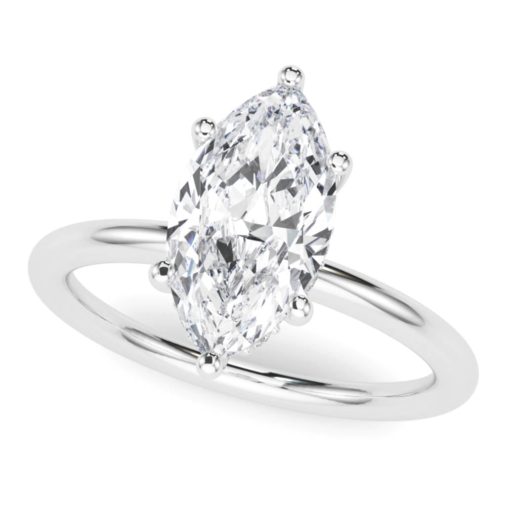 The Maeve — Marquise Lab Grown Diamond Hidden Halo Engagement Ring — hand-finished lab grown engagement ring by Monroe Yorke Diamonds — view 6