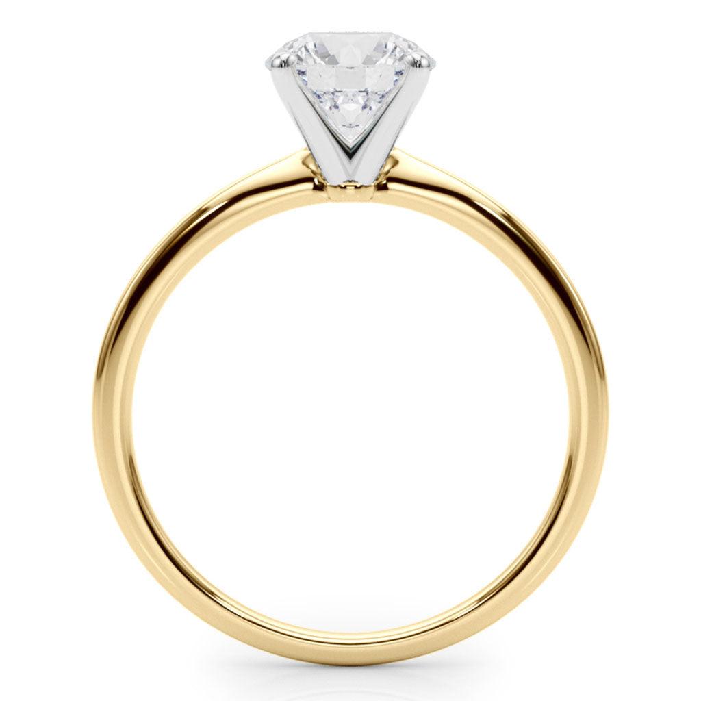 Maria solitaire setting in yellow gold, side profile of the band
