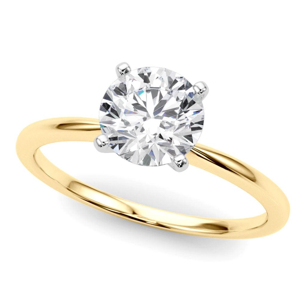 Maria solitaire setting in yellow gold, top view of the four claw head