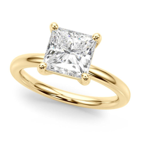 Melody 3 carat princess cut lab grown diamond solitaire ring in all 18ct yellow gold.