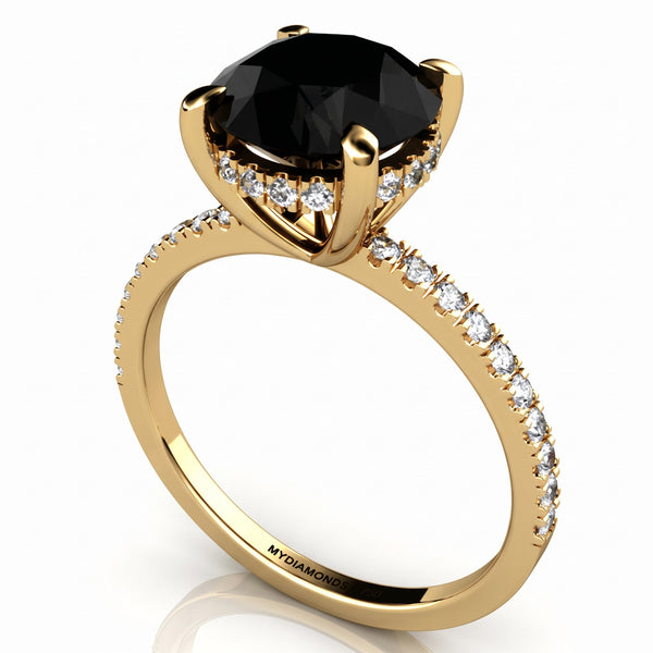 Noire - Black Diamond Engagement Ring 3.40ct