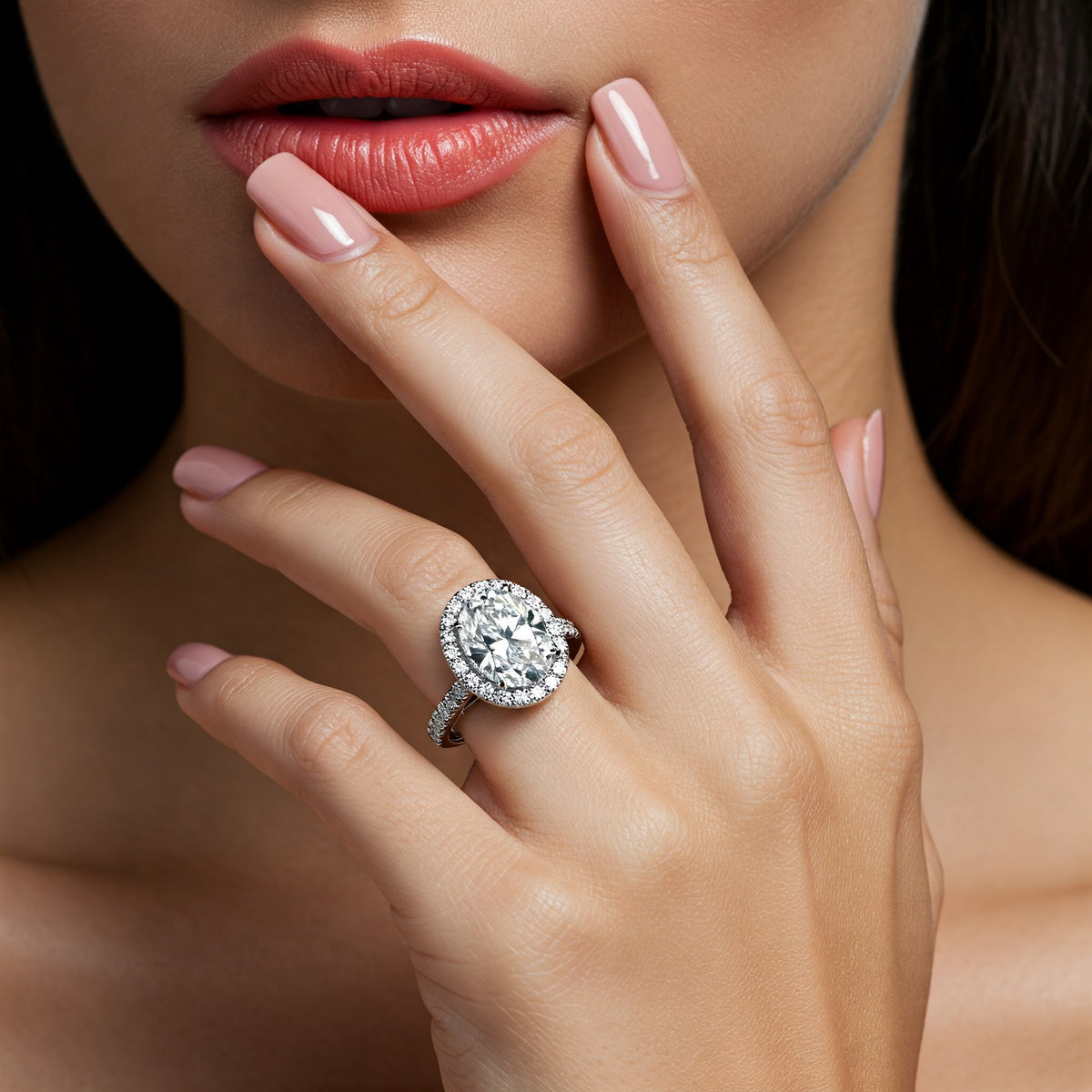 Laurel — Oval Lab Grown Diamond Halo Engagement Ring — hand-finished lab grown engagement ring by Monroe Yorke Diamonds — view 2