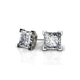 Total 1.00 carat princess cut diamond ear studs - Madison