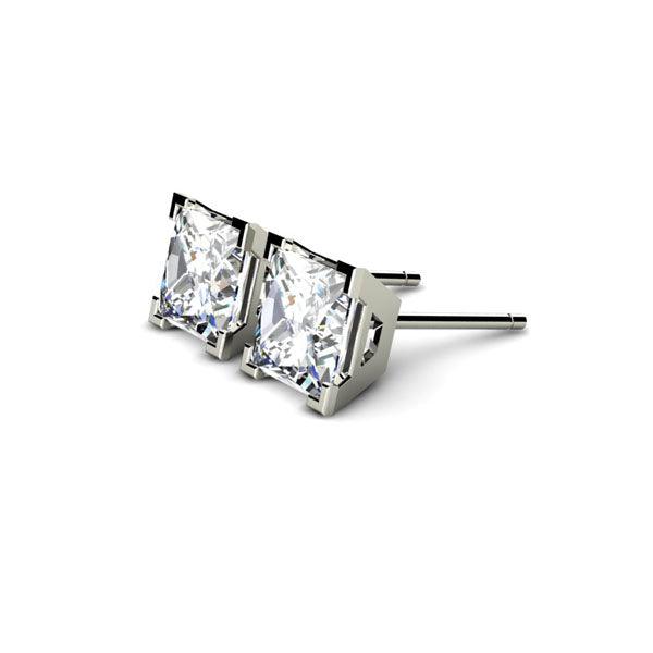 Madison - total 1.00 carat princess cut diamond ear studs — view 2