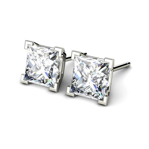 2 x 0.75 carat - 1.50 carat princess cut lab grown diamond ear studs — view 3