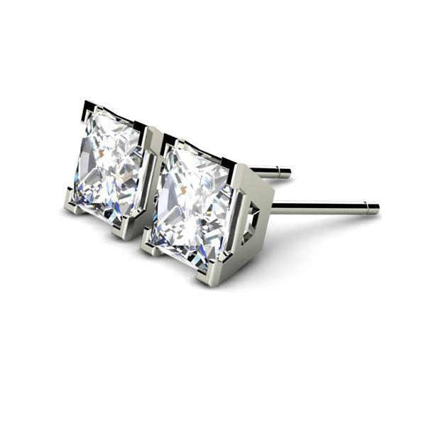Side view - 1.50 carat princess cut lab grown diamond ear studs — view 2